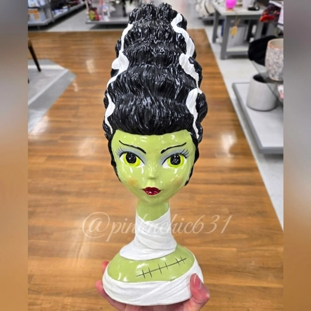 Viral Tiktok Bride Of Frankenstein Head Halloween Bust Figurine Statue